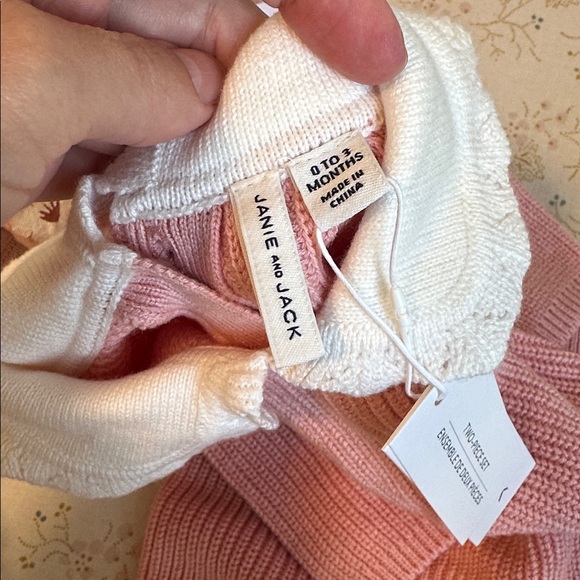 Janie and Jack Pink Knit Outfit with White Trim - Picture 3 of 6